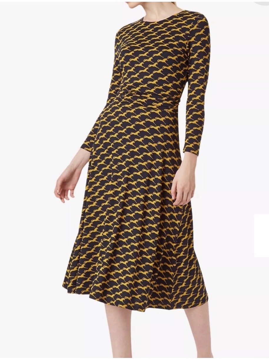 Hobbs London Bayview Midi Dress Navy Horse Print Size 10 Euc